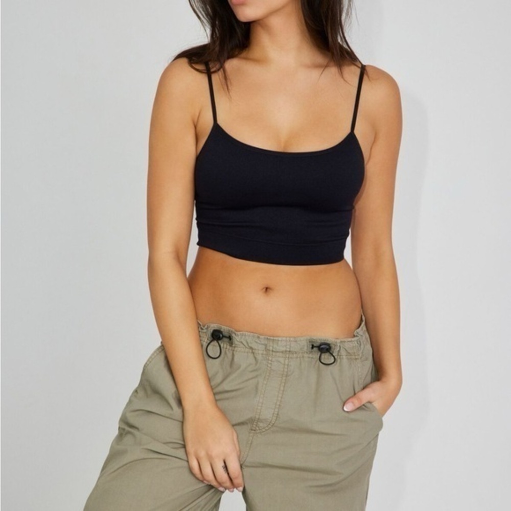 garage | black ribbed cage bralette | large